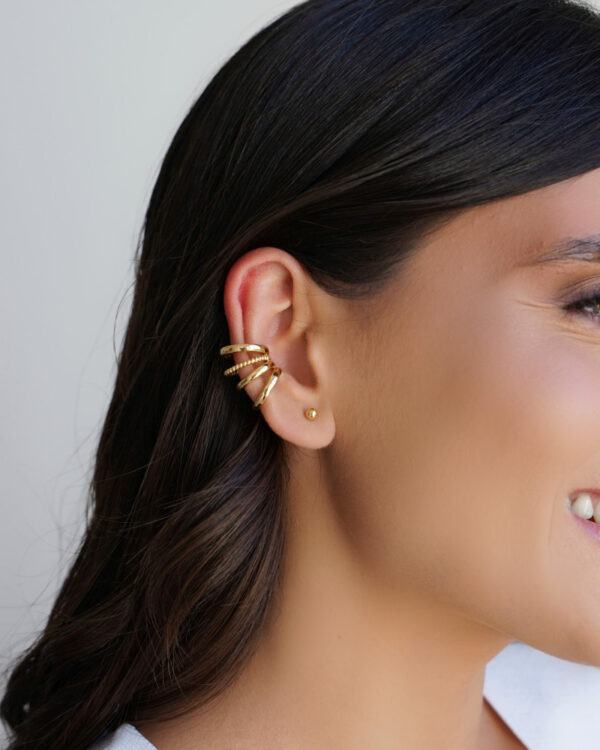 Piercing Filetes Lisos e Torcido Banho Dourado