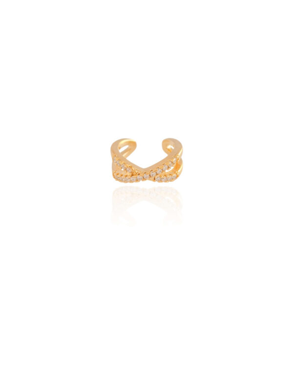 Piercing em X Cravejado Cristal Banho Dourado - Image 2