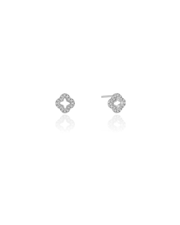 Brinco Flor Cravejado Cristal Banho Branco - Image 3