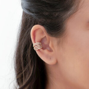 Piercing Filetes Cravejados Zircônia Banho Dourado