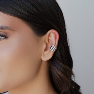 Piercing Filetes Cravejado com Zircônia Banho Branco