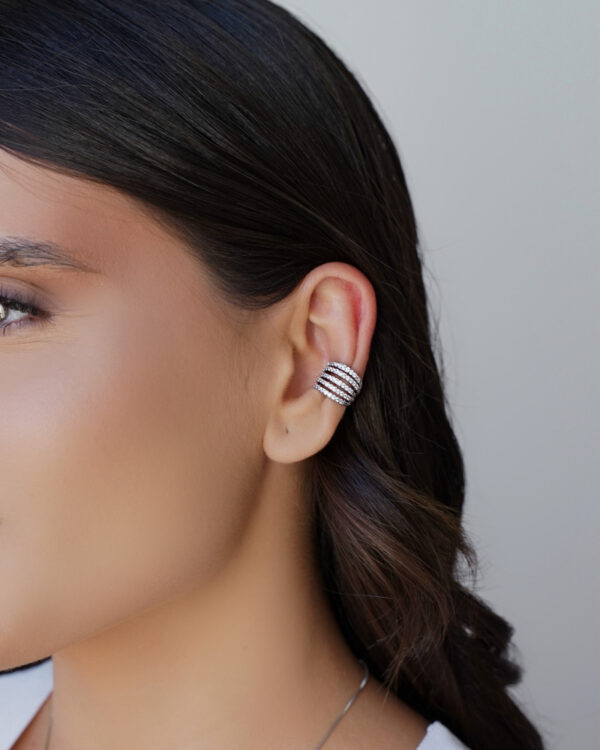 Piercing Filetes Cravejado com Zircônia Banho Branco