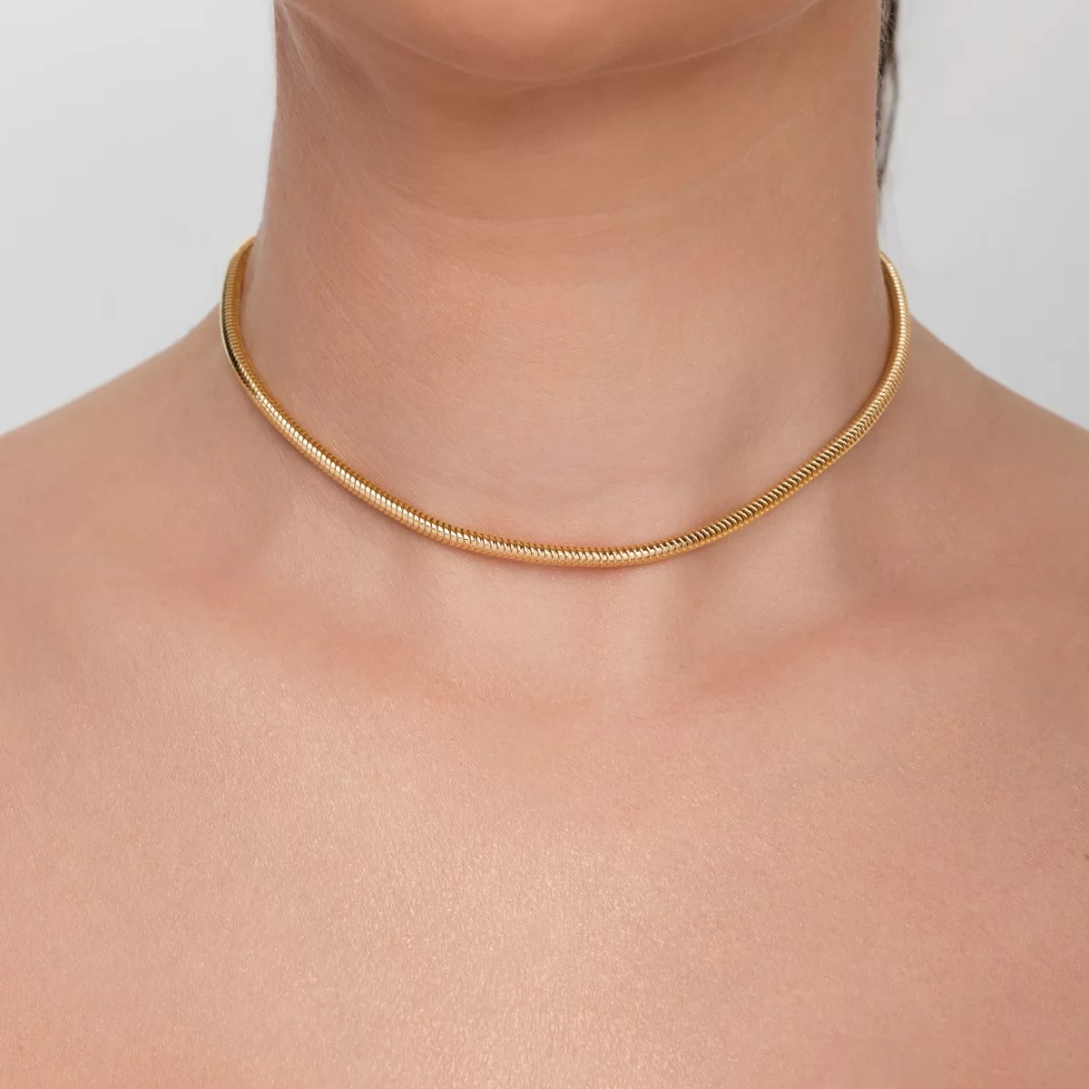 Choker Rabo de Rato 4mm Banho Dourado