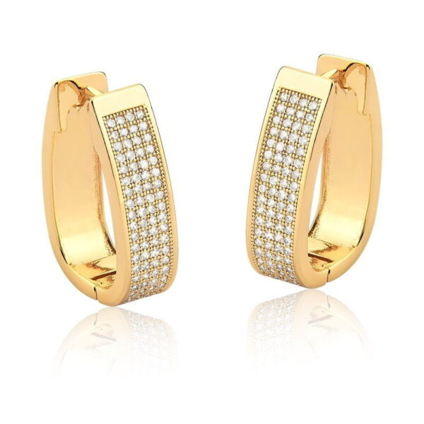 Brinco Argola com 4 Colunas Cravejas com Zircônias Banho Dourado - Image 2