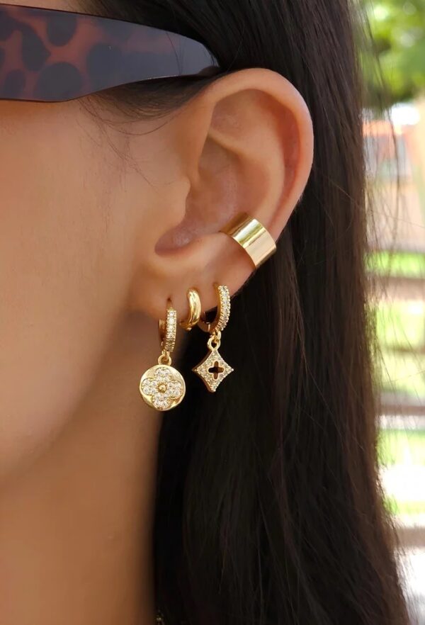 Piercing Fake Liso Moderno Banho Dourado - Image 2