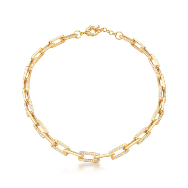 Choker com Elos Retangulares Cravejados Banho Dourado - Image 2