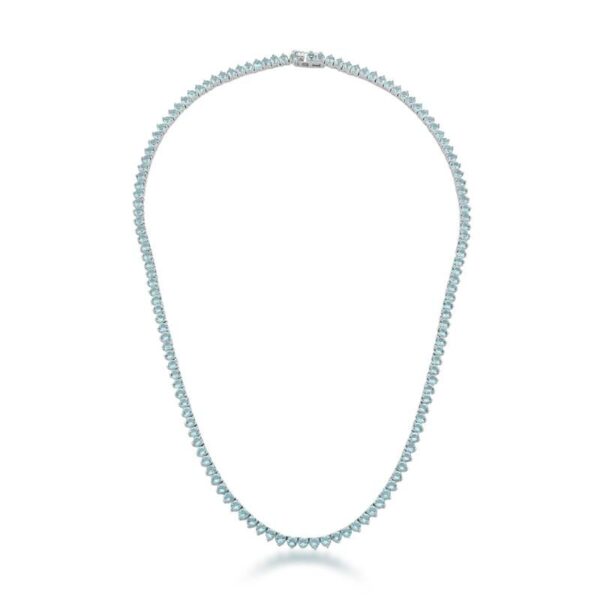 Colar Riviera Azul Claro com Zircônias Banho Branco - Image 2