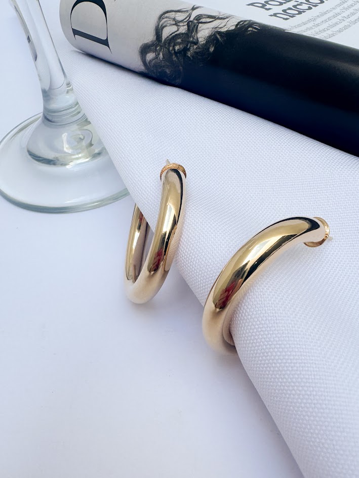 Brinco Argola Tubo G Banho Dourado
