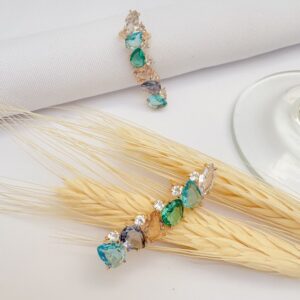 Brinco Ear Cuff com Cristais Coloridos Banho Dourado