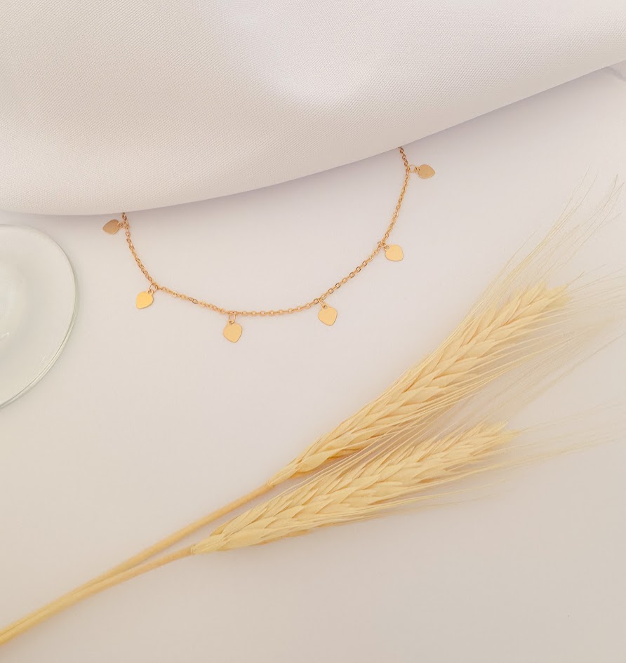 Colar Choker de Coração Banho Dourado