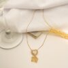Colar 2 Meninas Coração Cravejado Banho Dourado - Image 2