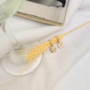 Brinco Argola de Trevo com Cristal Banho Dourado