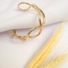 Bracelete Aberto Trançado Banho Dourado