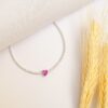 Pulseira Riviera Coração Pink com Zircônias Prata 925