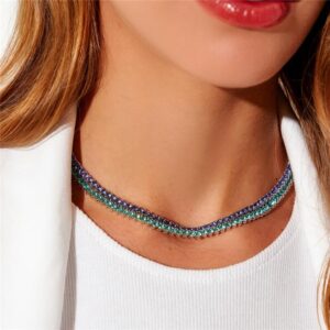 Colar Riviera Turmalina com Zircônias Banho Branco