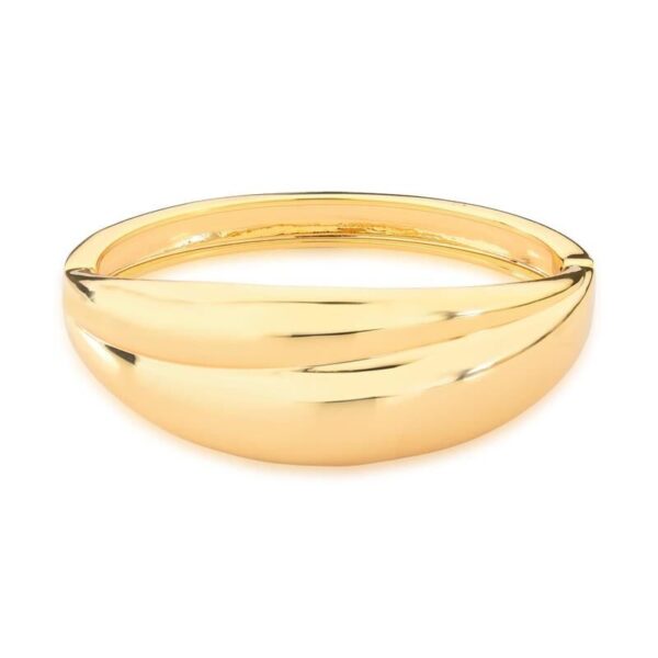 Bracelete Liso Curvo Banho Dourado - Image 2
