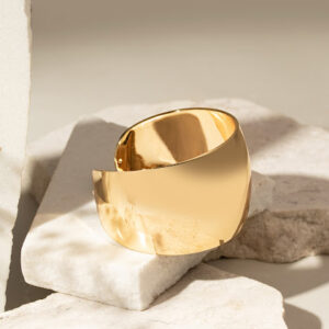 Bracelete Liso Aro Largo Banho Dourado