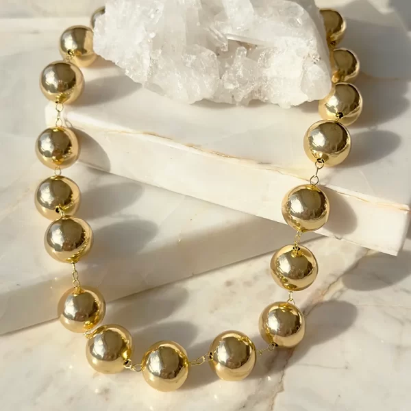 Colar de Esferas 12mm Banho Dourado - Image 2