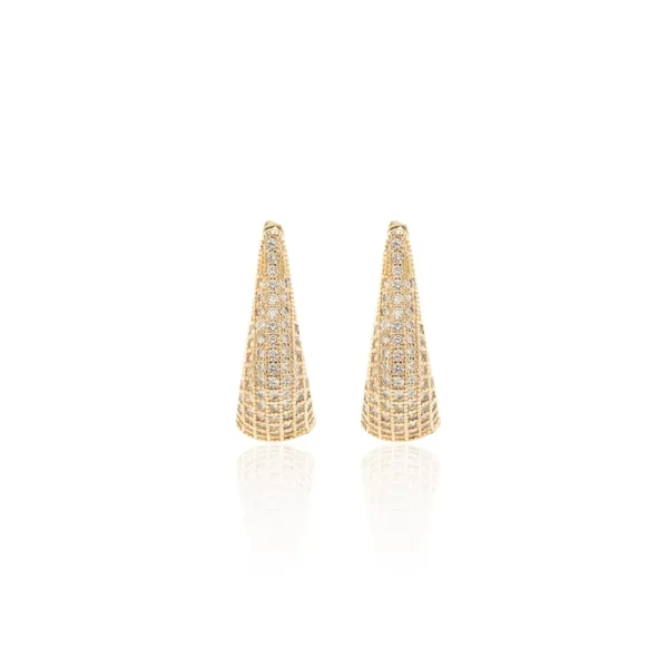 Brinco Argola Gota com Zircônia Branca Banho Dourado - Image 3