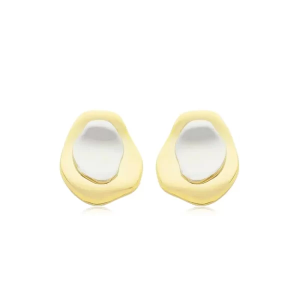 Brinco Orgânico Polido Duo Banho Dourado - Image 2
