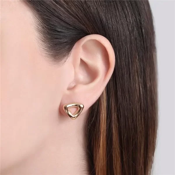 Brinco Triângulo Orgânico "P" Banho Dourado