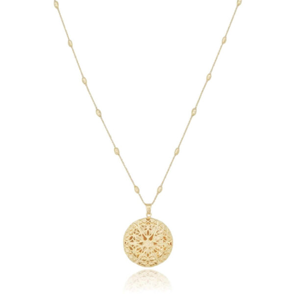 Relicário Longo Estrela Bolinhas Banho Dourado - Image 3