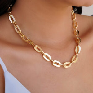 Choker Elos Ovais Banho Dourado
