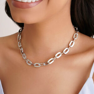 Choker Elos Ovais Banho Branco