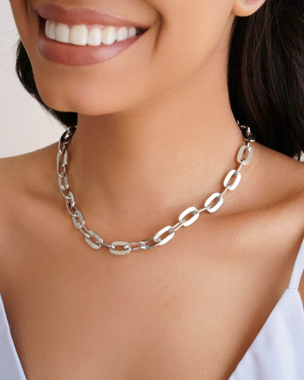 Choker Elos Ovais Banho Branco