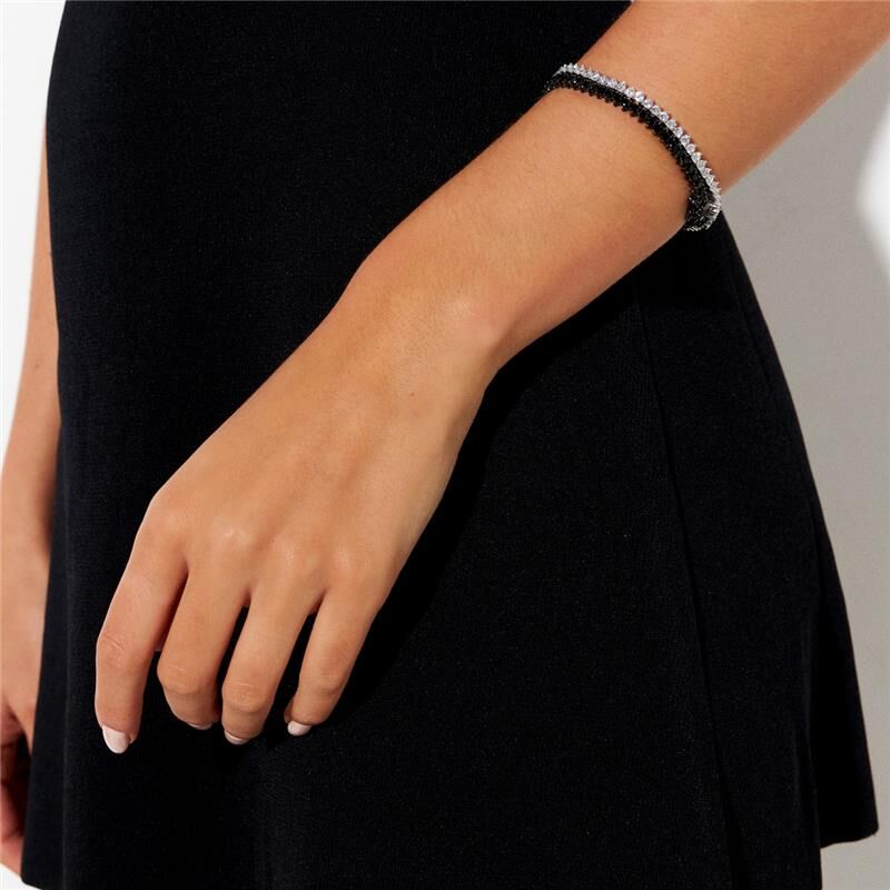 Pulseira Riviera Preta no Banho Ródio Negro