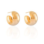 Brinco Argola Abaulada Lisa Banho Dourado - Imagem 2