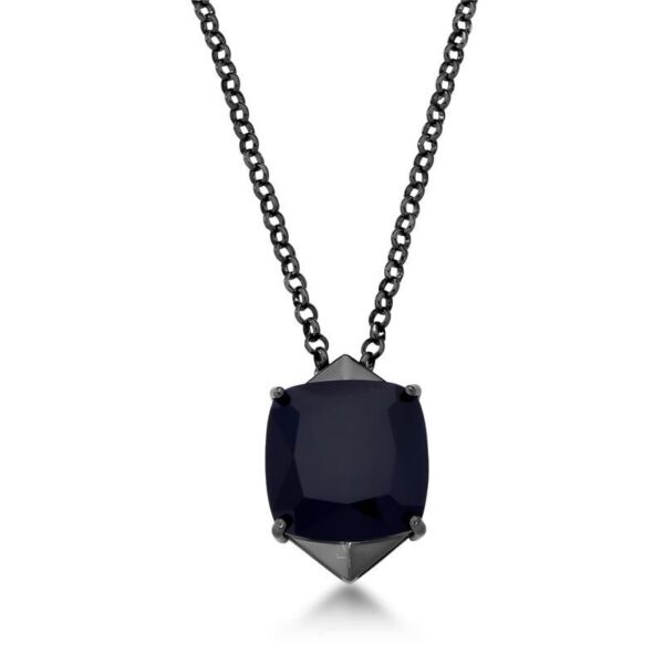 Colar com Pingente de Cristal Quadrado no Ródio Negro - Image 2
