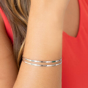 Bracelete Dois Filetes Liso Banho Branco