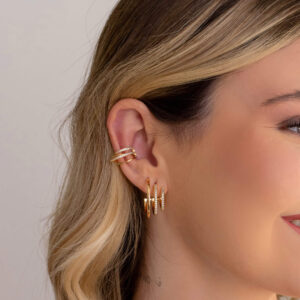 Piercing Filetes Cravejados com Cristais Banho Dourado