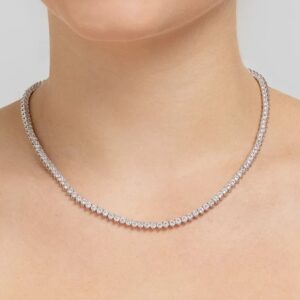 Colar Riviera 3 Pontas Branco com Zircônias Banho Branco