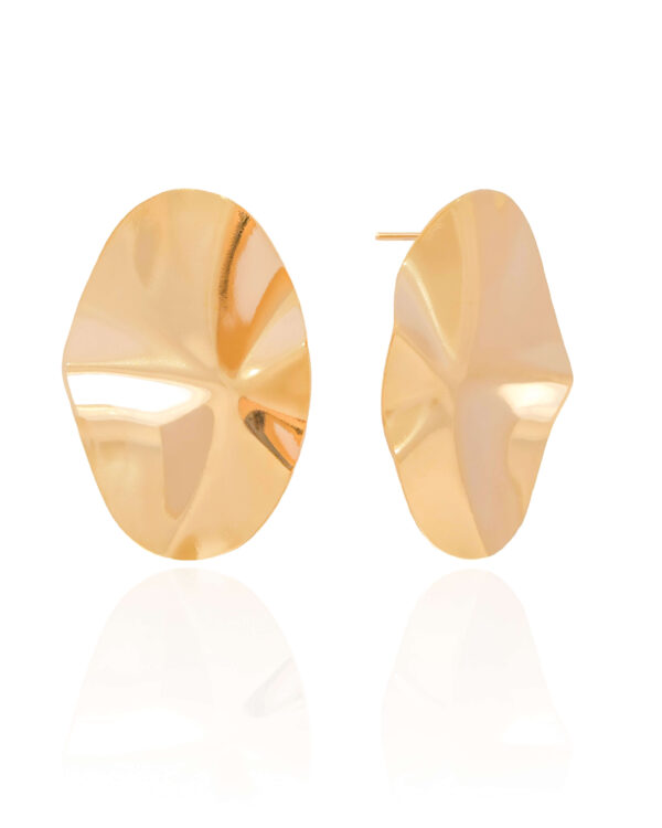 Brinco Oval Orgânico Banho Dourado - Image 3