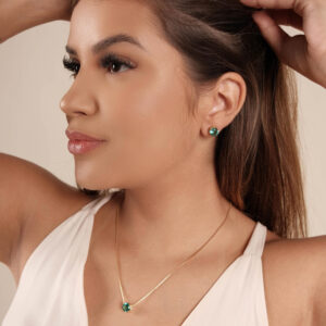 Conjunto Ponto de Luz Turmalina Banho Dourado
