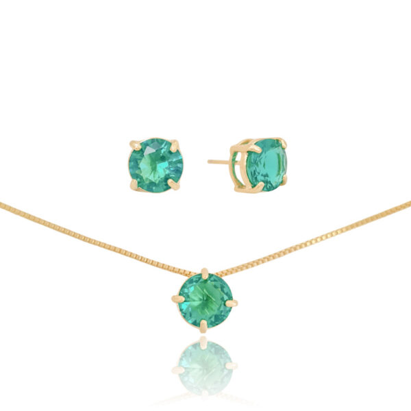 Conjunto Ponto de Luz Turmalina Banho Dourado - Image 2