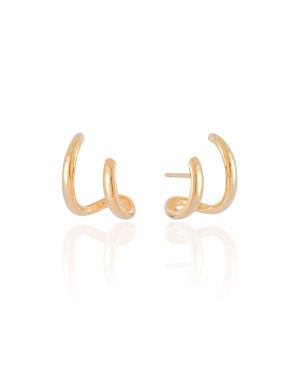 Brinco Ear Cuff Dois Filetes Liso Banho Dourado - Image 2