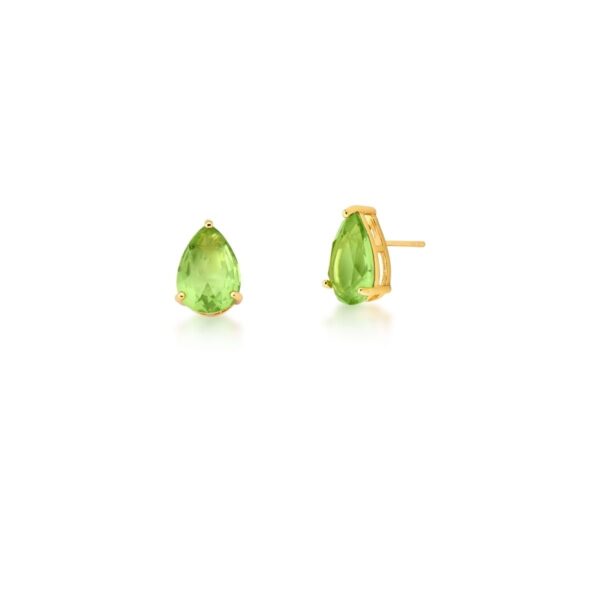 Brinco Gota Com Cristal Prasiolita Banho Dourado - Image 2