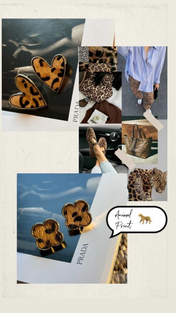 Brinco Animal Print de Trevo Banho Dourado - Image 2