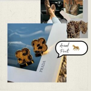 Brinco Animal Print de Trevo Banho Dourado