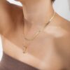 Gargantilha Corrente Tifs. com Barrinha Lisa Banho Dourado