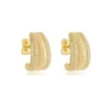 Brinco Aurora Liso Cravejado Banho Dourado - Image 2