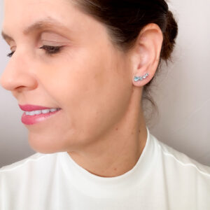 Brinco Ear Cuff Aquamarine Banho Branco
