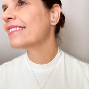 Brinco Ear Cuff Turmalina Banho Branco