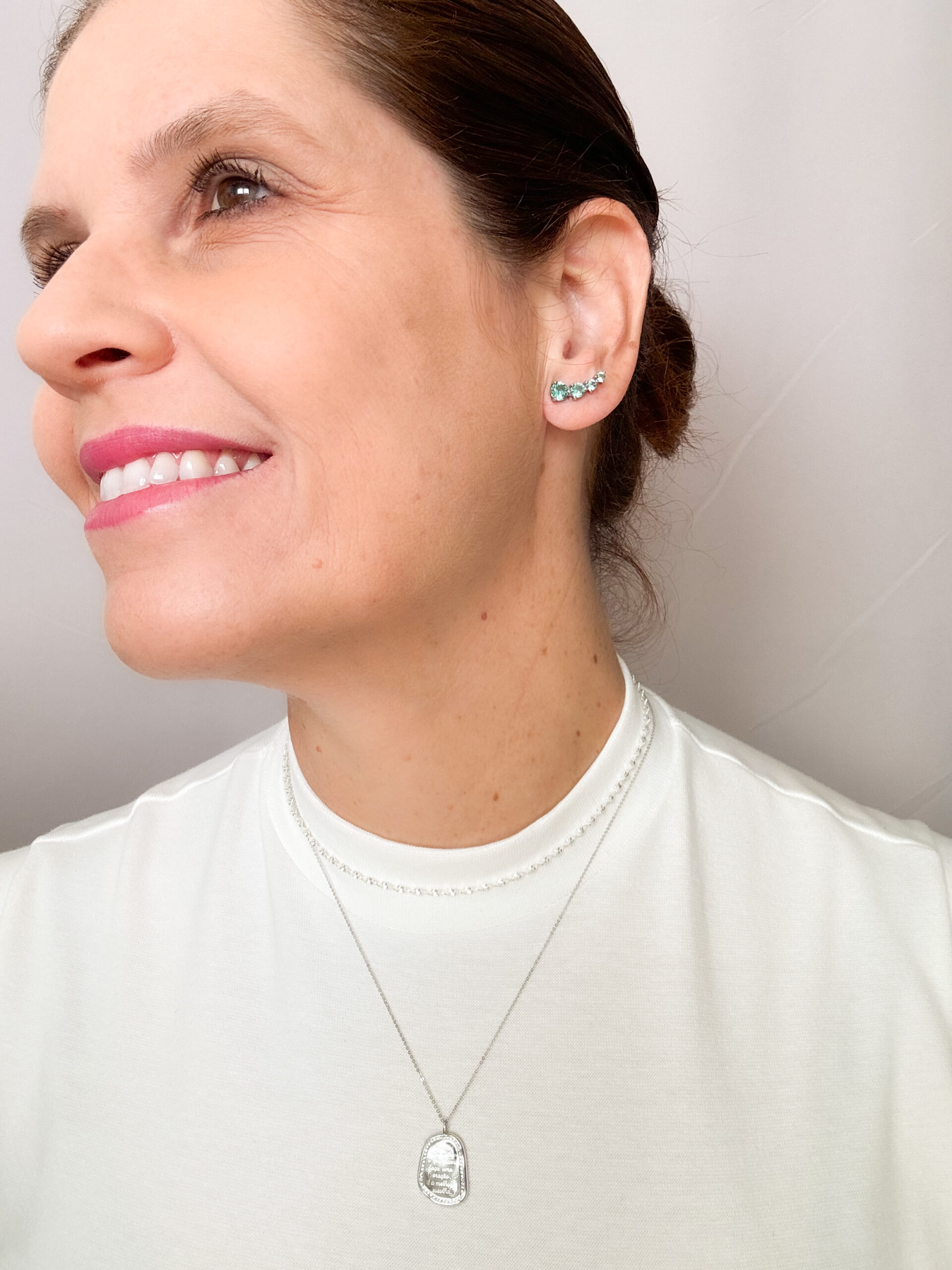Brinco Ear Cuff Turmalina Banho Branco
